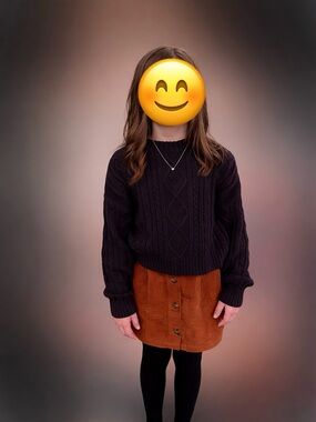 Rust Button Corduroy Skirt
